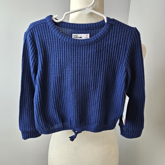 Navy Blue Ribbed Sweater - Picture 1 of 5